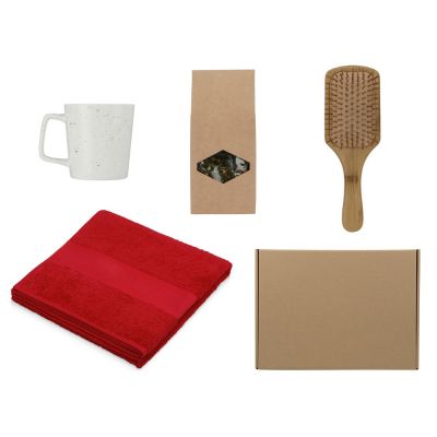 Подарочный набор для ванны с полотенцем, расческой и кружкой-0