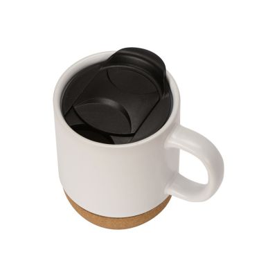 Кружка Denpasar с пробковым дном и крышкой, цветная с двух сторон, белый-1