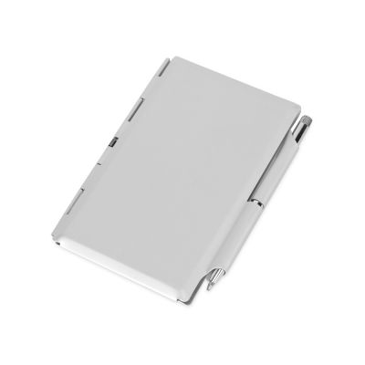 Визитница с блокнотом и шариковой ручкой, серебристый-0