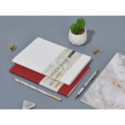 Тетрадь с каменной бумагой А5 Carrara 40 л., линейка, бордовый-7