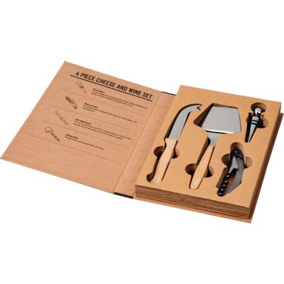 Подарочный набор для вина и сыра Reze из 4 предметов, натуральный-3