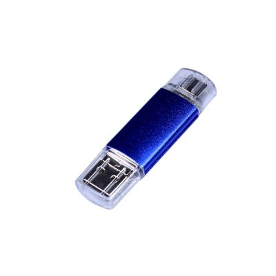 USB-флешка на 32 Гб c двумя дополнительными разъемами MicroUSB и TypeC, синий-0