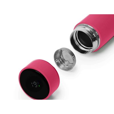 Термос FAMILY MARK LED, soft touch (Розовый)-1