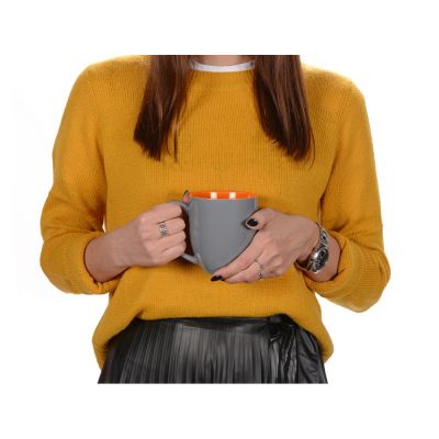 Кружка керамическая Gracy 450мл, серый/оранжевый-1