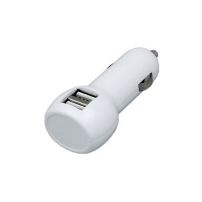 Автомобильная зарядка CC-01, 2 USB порта, белый цвет.-1