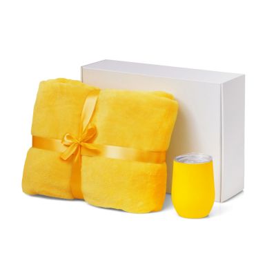 Подарочный набор Dreamy hygge 2.0 с пледом и термокружкой, желтый-1