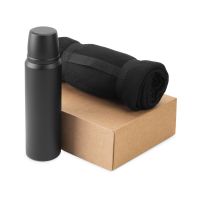 Подарочный набор с термосом и пледом Serenity, черный