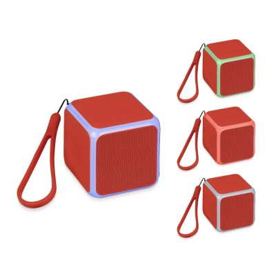 Портативная колонка Cube с подсветкой, красный-10