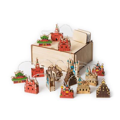 Ёлочная гирлянда с лампами в подарочной коробке Достопримечательности России-0