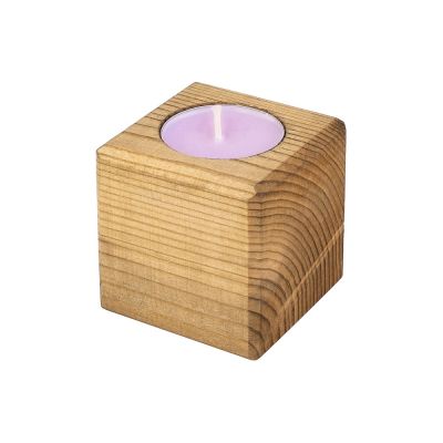 Свеча в декоративном подсвечнике, цв. орех, аром. лаванда-1