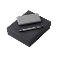 Подарочный набор c ручкой и повербанком 10000 mAh, серый