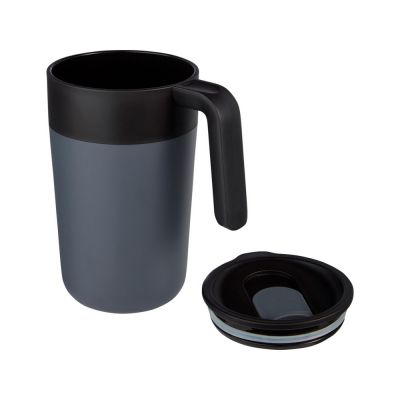 Кружка Nordia объемом 400 мл из переработанных материалов с двойными стенками, серый-2