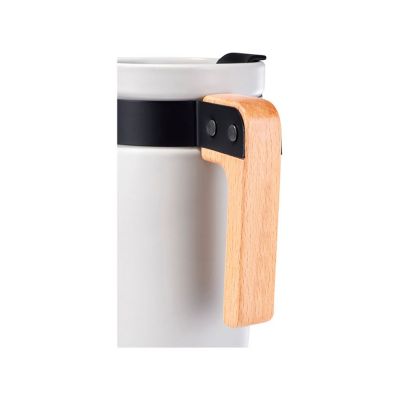 Керамическая кружка с ручкой из дерева Grotto, белый-2