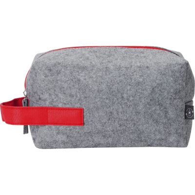 Органайзер для электроники и проводов Felt из RPET-фетра с ручкой, серый с красным-5