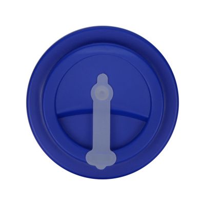 Пластиковый стакан Take away с двойными стенками и крышкой с силиконовым клапаном, 350 мл, белый/синий-4