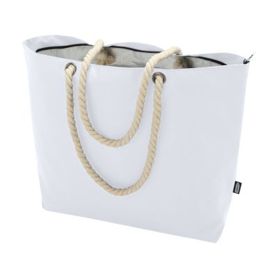 Panama пляжная эко-сумка-холодильник из переработанного материала, с ручками-шнурками 23L, белый-3