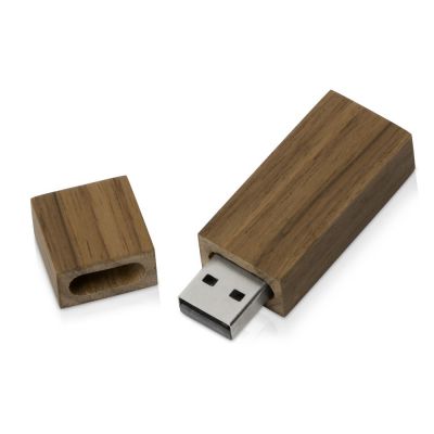 Флеш-карта USB 2.0 16 Gb Woody с магнитным колпачком, темное дерево-1