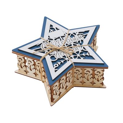 Шкатулка из фанеры в виде звезды Asteris, сине-серебристый-6