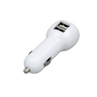 Автомобильная зарядка CC-01, 2 USB порта, белый цвет.