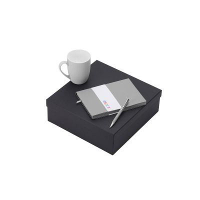 Подарочный набор с блокнотом С1, металлической ручкой и кружкой, серый-0