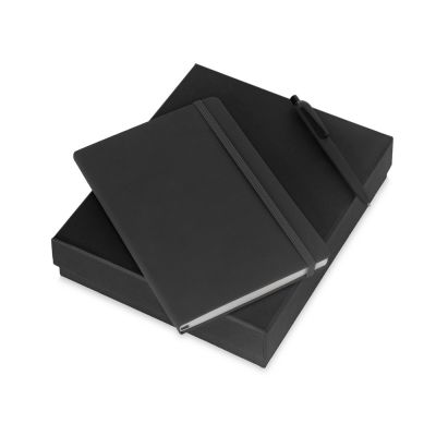 Подарочный набор Vision Pro soft-touch с ручкой и блокнотом А5, черный-0