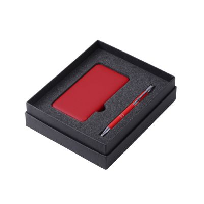 Подарочный набор c ручкой и повербанком 5000 mAh, красный-1