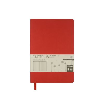 Скетчбук Sketch & Art в мягком переплете 140х210 мм, 100 л. бежевой бумаги 100 гр., красный-1