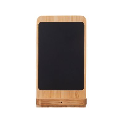 Беспроводное зарядное устройство 2-в-1 с подсветкой лого Reedia S4, 15 Вт, бамбук, черный-1