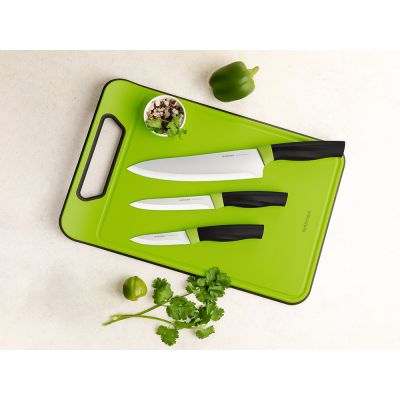 Набор из 3 ножей с пластиковой разделочной доской, NADOBA, серия OLIVIA-2