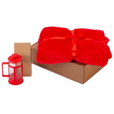 Подарочный набор Tea time с пледом, красный-0