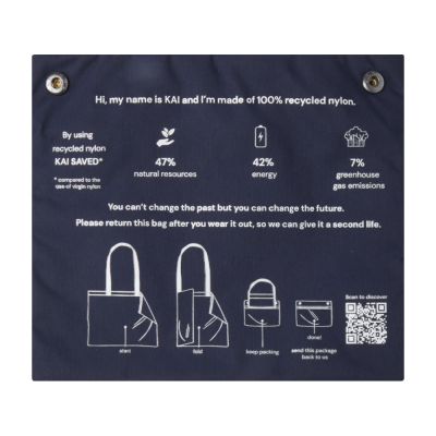 Kai круглая эко-сумка из переработанного материала, сертифицированного согласно GRS - Темно - синий-3