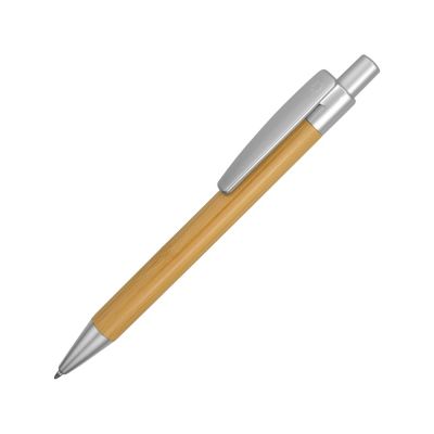 Ручка шариковая Borneo из бамбука, серебряный, черные чернила-0
