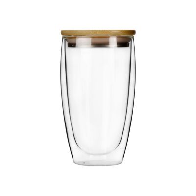 Стакан Batur с двойными стенками и бамбуковой крышкой, 450 мл-1