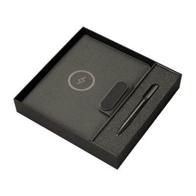 Подарочный набор металлическая ручка и блокнот А5 Twilight  со светящимся логотипом и пауэрбэнком-1