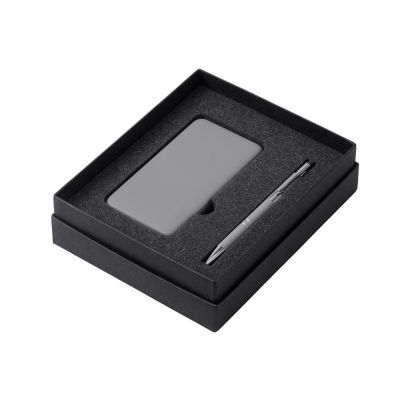 Подарочный набор c ручкой и повербанком 5000 mAh, серый-1