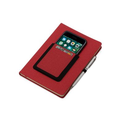 Блокнот Pocket 140*205 мм с карманом для телефона, красный-1