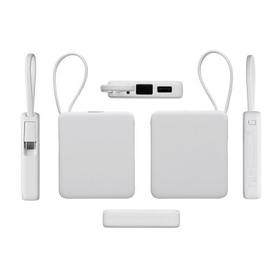 Внешний аккумулятор со встроенным кабелем USB-C Дэнси, 5000 мАч, белый-3