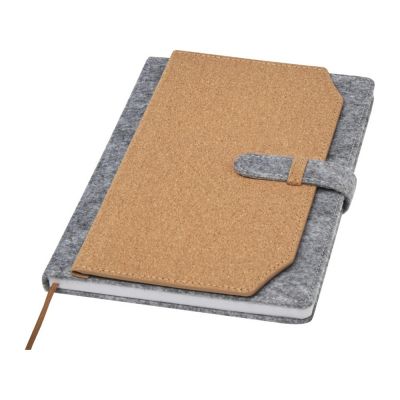 Viviana блокнот формата А5 из переработанного фетра и пробкового дуба - Натуральный-0