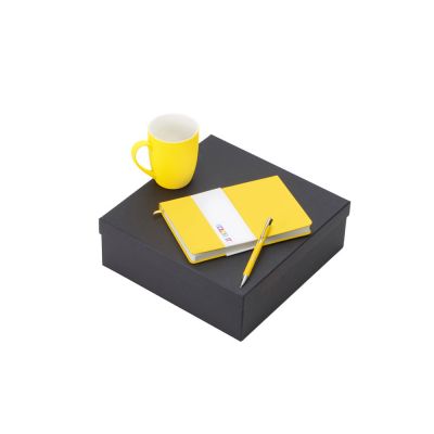 Подарочный набор с блокнотом С2, металлической ручкой и кружкой, желтый-0