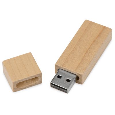 Флеш-карта USB 2.0 16 Gb Woody с магнитным колпачком, натуральный-1