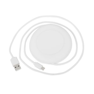 Беспроводное зарядное устройство со встроенным кабелем 2-в-1 Disc, белый-1