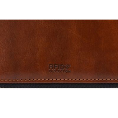 Бизнес-блокнот на молнии А5 Fabrizio с RFID защитой и ручкой, коричневый-9