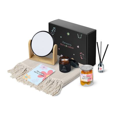 Подарочный набор Re:f. Shelter  с пледом, зеркалом, свечой и диффузором-0