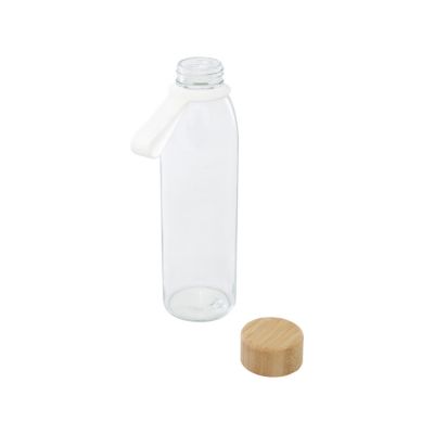 Стеклянная бутылка для воды Porto объемом 500 мл с силиконовой ручкой и бамбуковой крышкой - Прозрачный-2