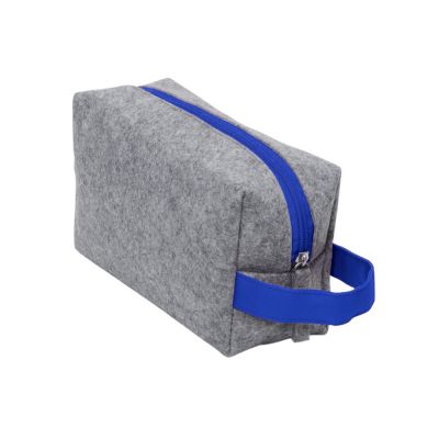 Органайзер для электроники и проводов Felt из RPET-фетра с ручкой, серый с синим-2