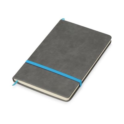 Блокнот Color линованный А5 в твердой обложке с резинкой, серый/синий-0