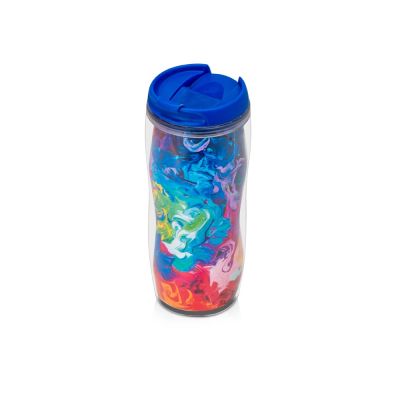 Термокружка Mony 400мл, под цифровую печать, прозрачный/синий-1