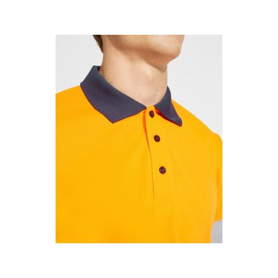 Поло Polaris мужское c длинным рукавом, нэйви/неоновый оранжевый-5