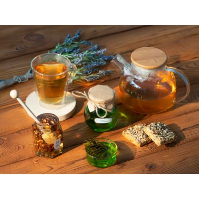 Стеклянный заварочный чайник Sencha с бамбуковой крышкой-5