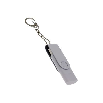 USB-флешка на 64 Гб 2 в 1 поворотный механизм, c дополнительным разъемом Type-C с одноцветным металлическим клипом, белый-0